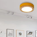 Kids Drum Ceiling Light With Wood And Acrylic Shade - Ideal Bedroom Flush Mount Fixture Yellow / 12’