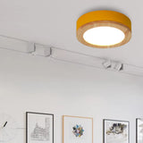 Kids Drum Ceiling Light With Wood And Acrylic Shade - Ideal Bedroom Flush Mount Fixture Yellow / 12’