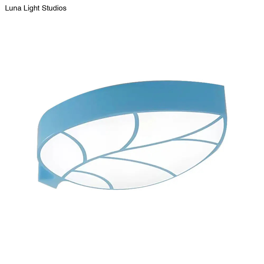 Kid’s Leaf Led Ceiling Lamp - Cartoon Acrylic Metal Flush Mount Light
