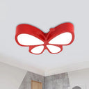 Kids’ Led Butterfly Ceiling Lamp With Acrylic Shade - Red/Yellow/Blue Flushmount Light Red