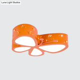 Kids Led Butterfly Ceiling Light - Acrylic Flush Mount Pink/Blue/Orange With Warm/White