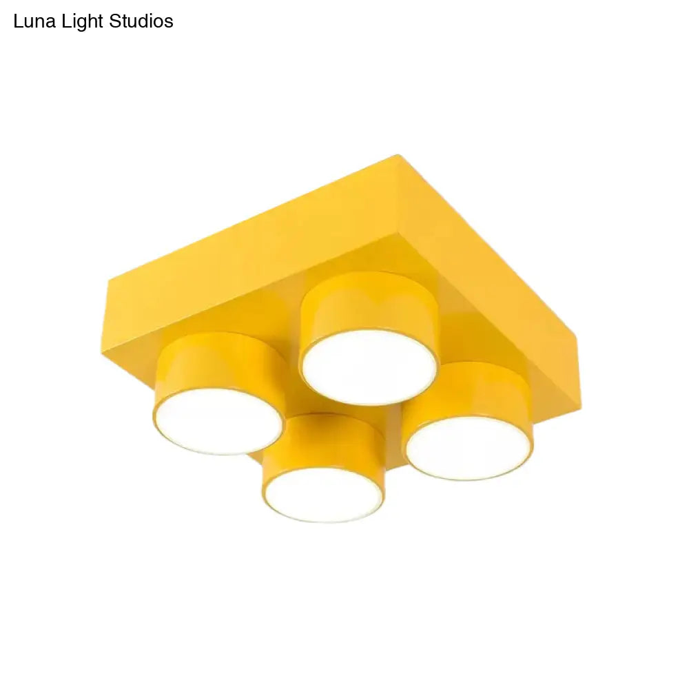 Kids Led Ceiling Light Fixture - Colorful Building Block Design’