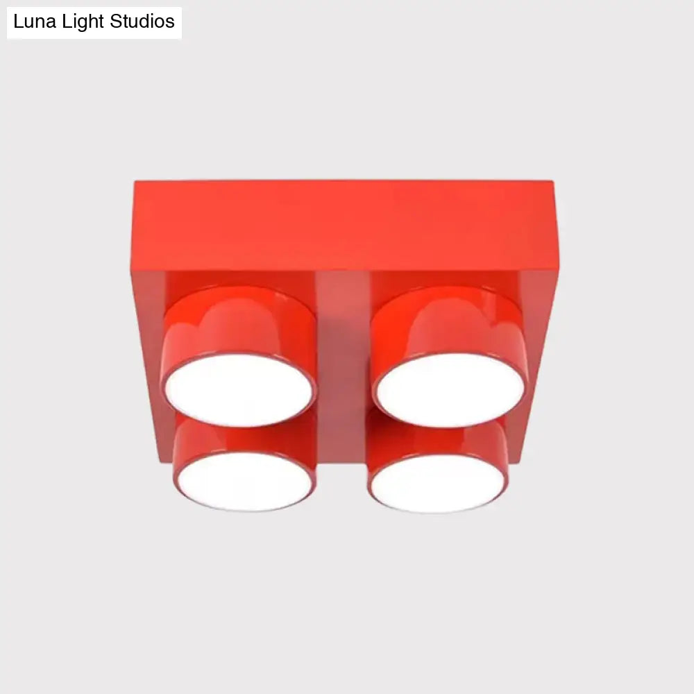 Kids Led Ceiling Light Fixture - Colorful Building Block Design’