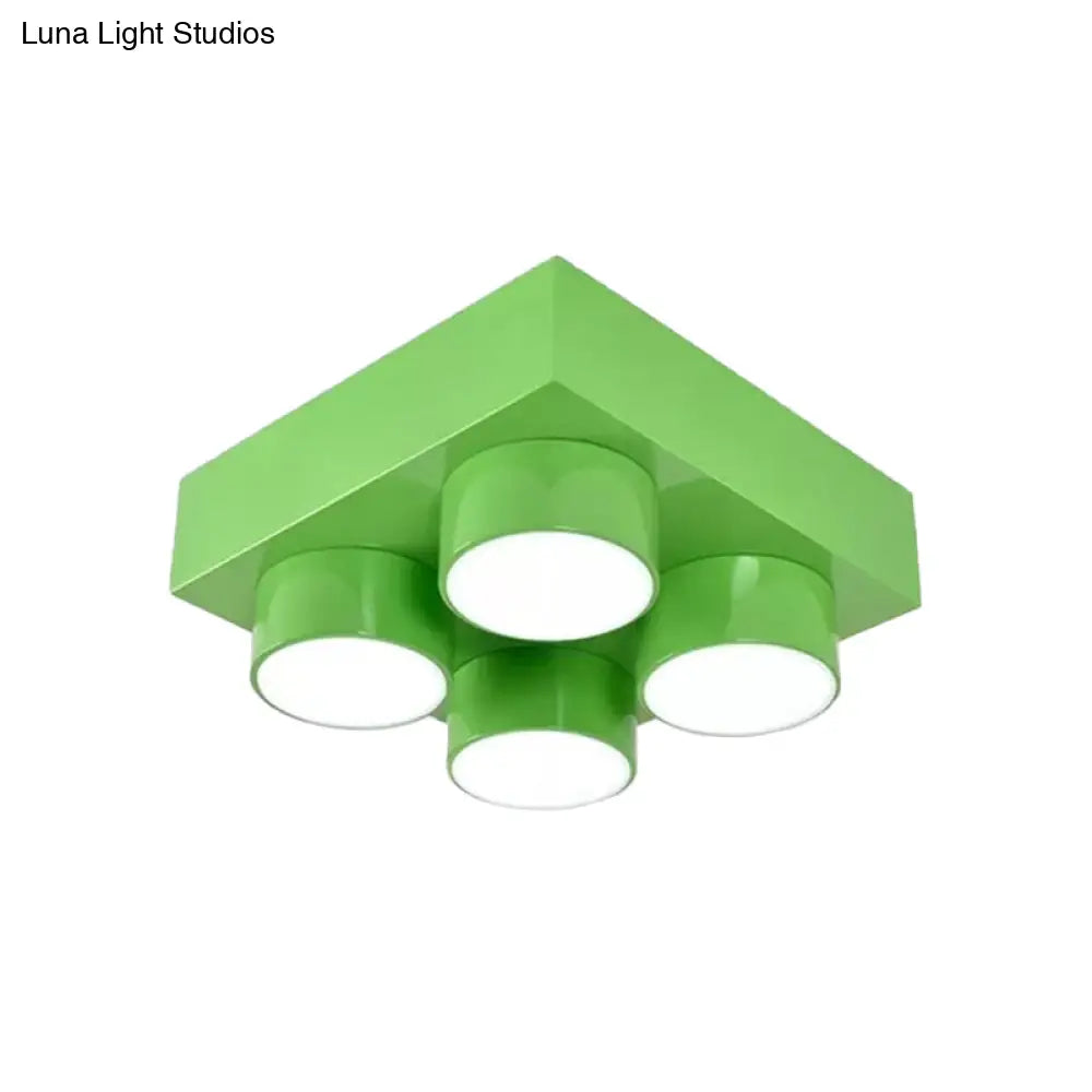 Kids Led Ceiling Light Fixture - Colorful Building Block Design’