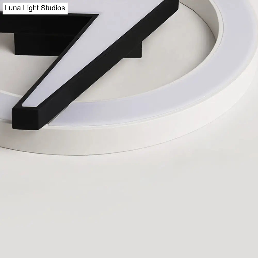 Kid’s Led Ceiling Light - White Lightning Ring Design For Boys And Girls Bedrooms