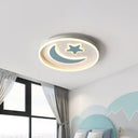 Kid’s Led Ceiling Light With Moon-Star Pattern - Acrylic Flush Mount Lighting For Bedrooms