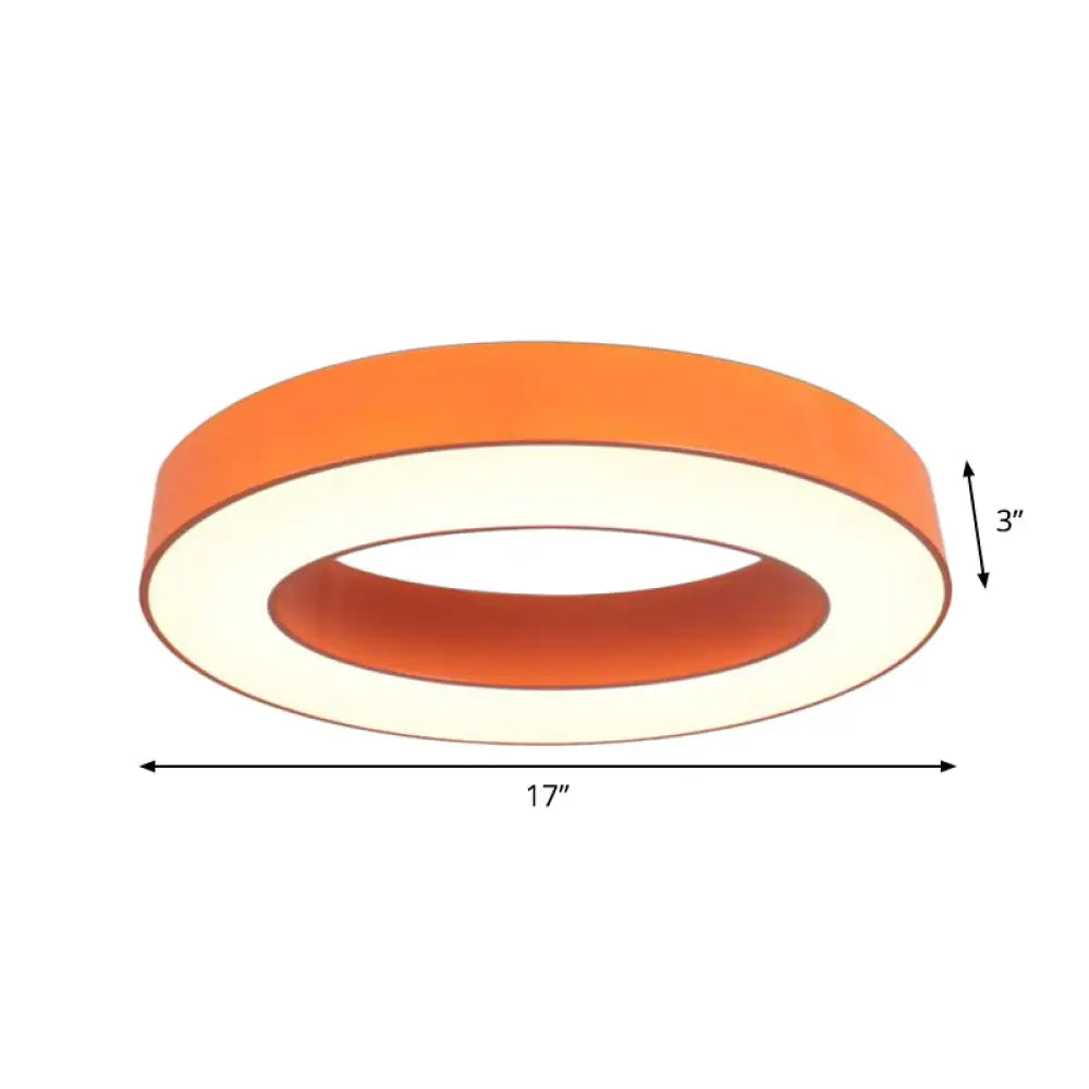 Kids Led Flush Light Fixture - Warm/White/Natural Orange Ring Design