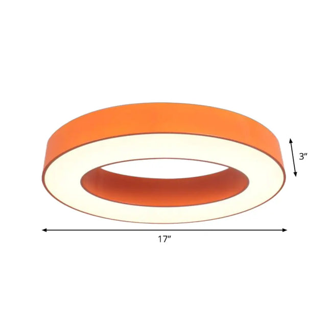 Kids Led Flush Light Fixture - Warm/White/Natural Orange Ring Design