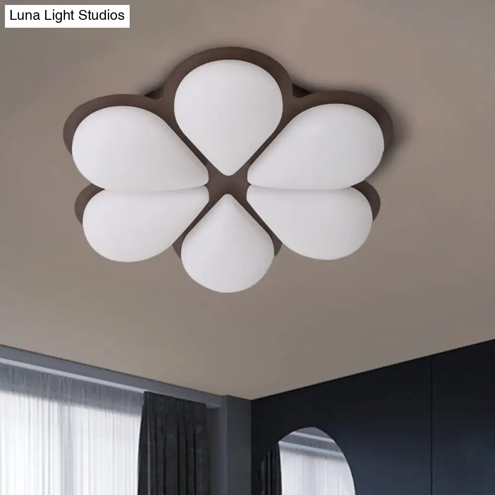 Kid’s Led Flush Mount Ceiling Light In Grey/White/Coffee For Bedroom