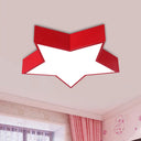 Kids Led Flush Mount Lamp - Five - Pointed Star Design In White/Red/Blue Ceiling Lighting Fixture