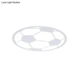 Kid’s Led Football Flush Light: Black/White Acrylic Mount For Boys Bedroom