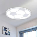 Kid’s Led Football Flush Light: Black/White Acrylic Mount For Boys Bedroom White