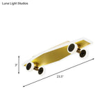 Kid’s Led Gold Skateboard Ceiling Light For Boys Bedroom - Acrylic Flush Mount Fixture
