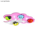 Kid’s Led Ladybug Ceiling Light In Pink/Green With Acrylic Shade