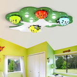 Kid’s Led Ladybug Ceiling Light In Pink/Green With Acrylic Shade Green