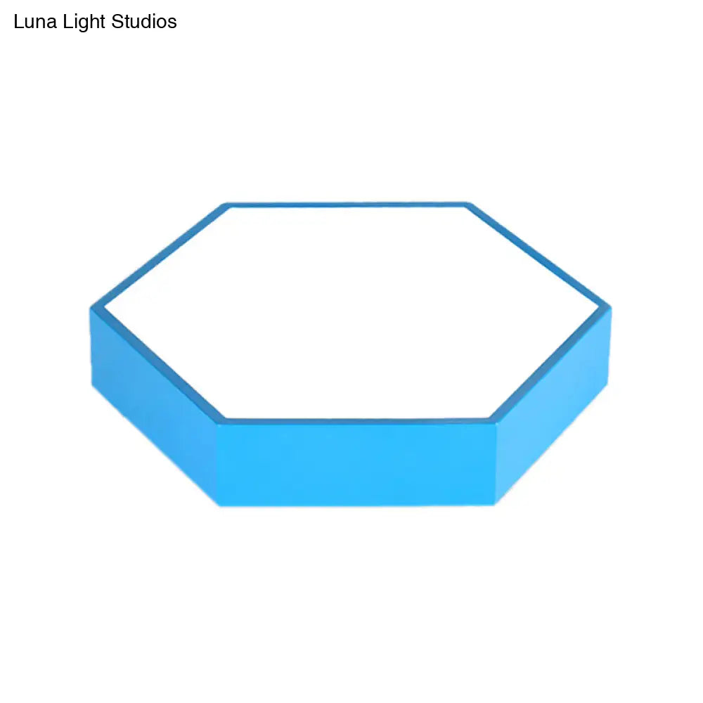 Kids’ Metal Acrylic Hexagon Flush Ceiling Light - Simple Led Lamp For Living Room