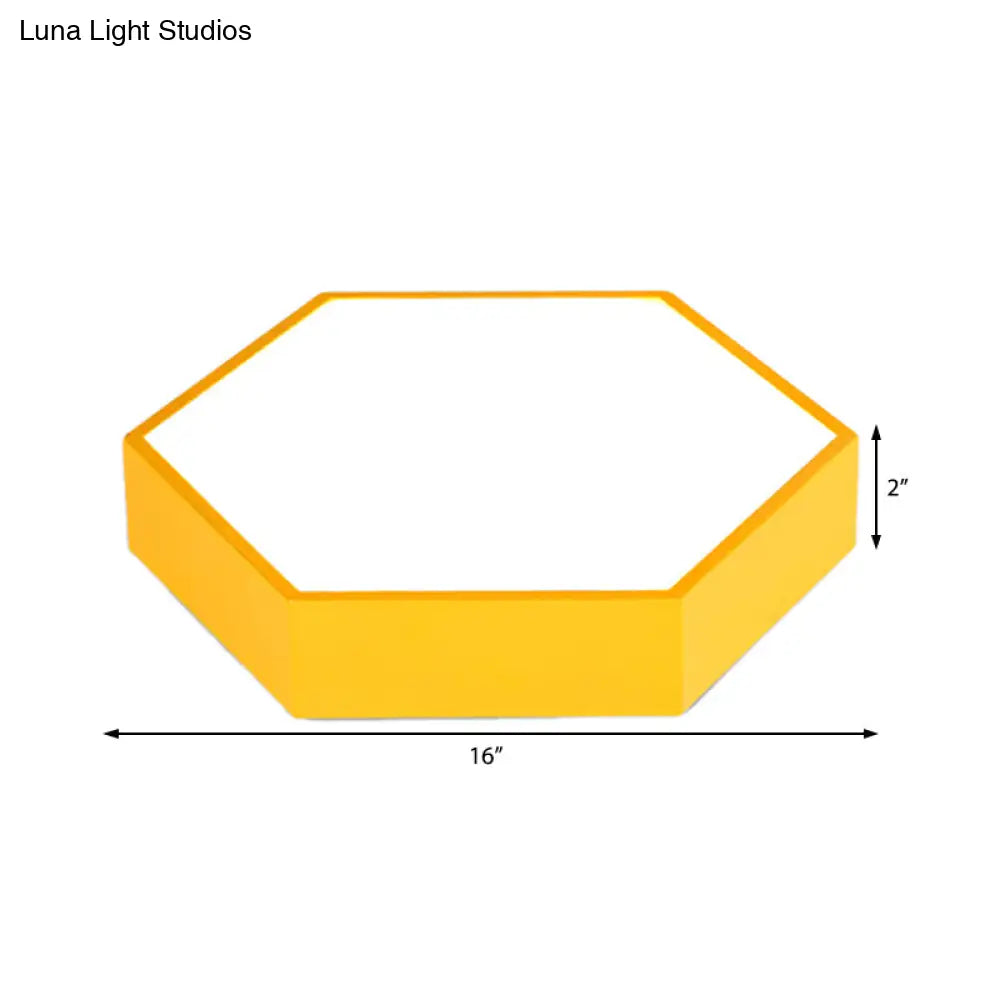 Kids’ Metal Acrylic Hexagon Flush Ceiling Light - Simple Led Lamp For Living Room