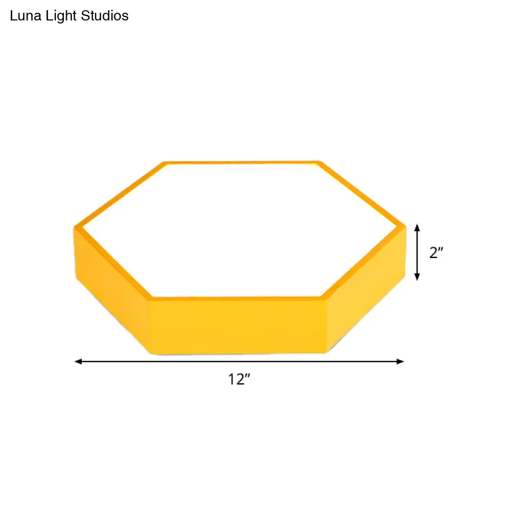 Kids’ Metal Acrylic Hexagon Flush Ceiling Light - Simple Led Lamp For Living Room