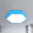 Kids’ Metal Acrylic Hexagon Flush Ceiling Light - Simple Led Lamp For Living Room Blue / 12’