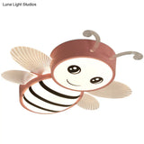 Kids Metal Bee Flush Mount Ceiling Light - Led Close To Lamp