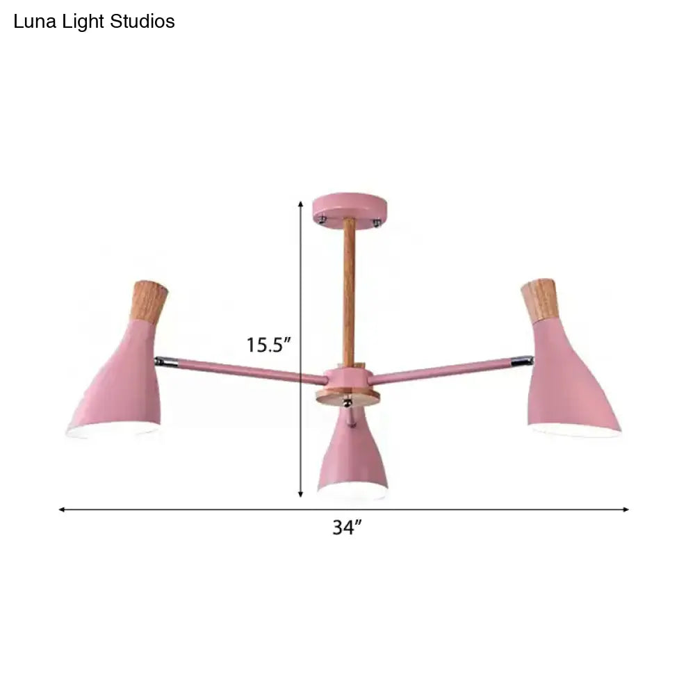 Kids Metal Chandelier: Rotatable Bottle Shape Light In Pink For Nursing Room