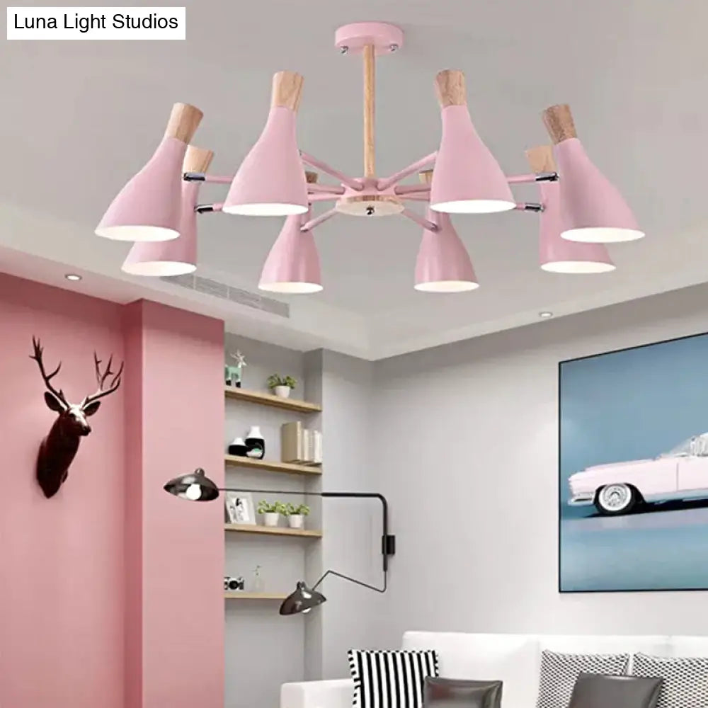 Kids Metal Chandelier: Rotatable Bottle Shape Light In Pink For Nursing Room
