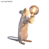Kids Resin Mouse Night Light - Whimsical Bedside Table Lamp With 1 White Bulb