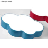 Kids Room Candy Colored Cloud Flush Ceiling Light - Cartoon Acrylic Lamp