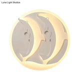 Kid’s Room Dolphin Led Flush Ceiling Light In White