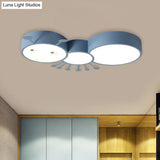 Kid’s Room Macaroon Themed Led Ceiling Light Fixture In White/Pink/Blue