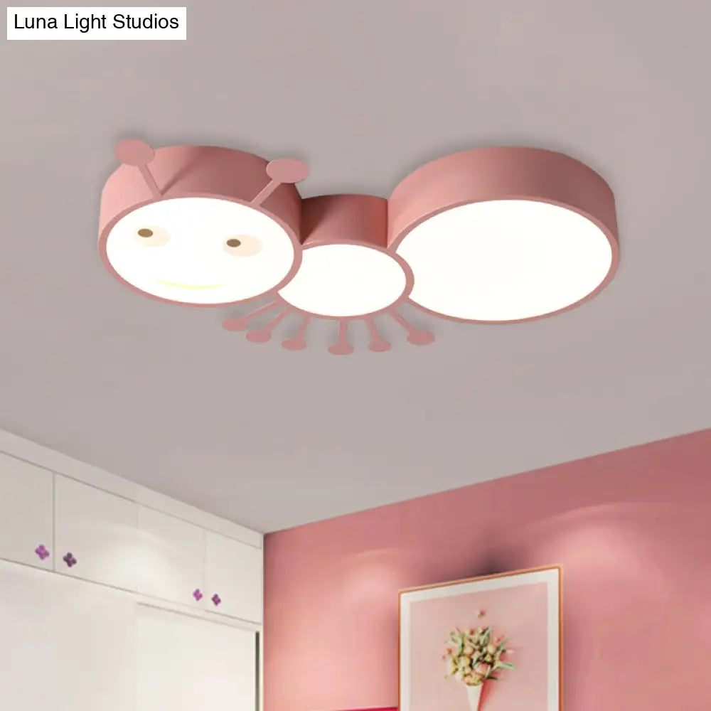Kid’s Room Macaroon Themed Led Ceiling Light Fixture In White/Pink/Blue