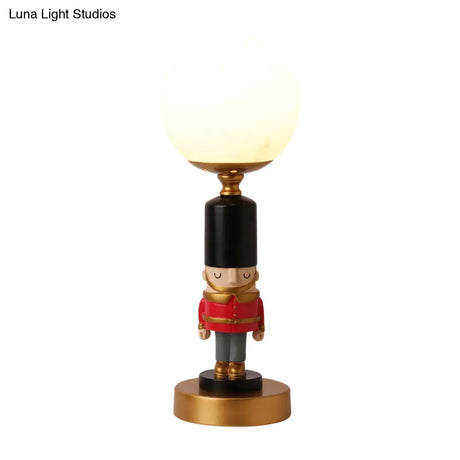 Kids Soldier Bedside Lamp: Resin Nightstand With Shade Table Lighting (1 Bulb)