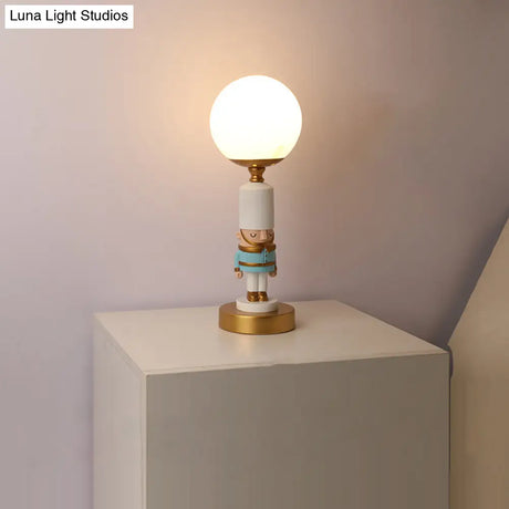 Kids Soldier Bedside Lamp: Resin Nightstand With Shade Table Lighting (1 Bulb)