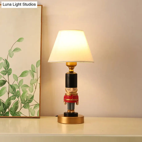 Kids Soldier Bedside Lamp: Resin Nightstand With Shade Table Lighting (1 Bulb)
