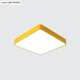 Kids Square Led Flush Light Fixture In Acrylic White/Red/Yellow - Warm/White