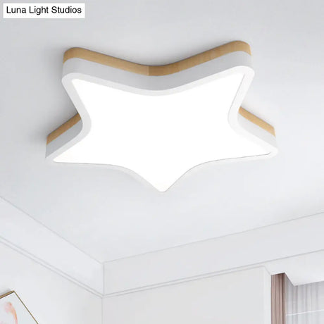 Kids Star Led Ceiling Lamp In Yellow - White - Acrylic Flush Mount Fixture For Bedrooms