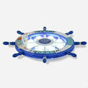 Kids Style 8 - Bulb Led Flush Ceiling Light - Rudder Wooden Flushmount With Fishnet Deco Dark Blue