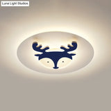 Kids Style Fox/Deer Child-Care Center Ceiling Lamp - Acrylic Led Flush Mount In Blue/Coffee With