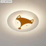 Kids Style Fox/Deer Child-Care Center Ceiling Lamp - Acrylic Led Flush Mount In Blue/Coffee With