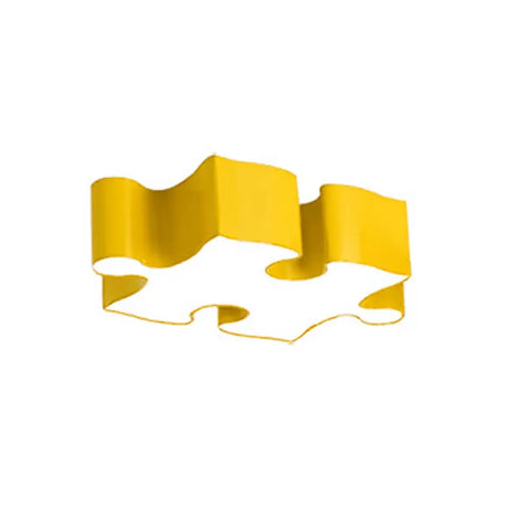 Kids Style Jigsaw Puzzles Ceiling Flush Light - Acrylic Led Flushmount In Red/Yellow & White Yellow