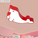 Kids Style Led Flush Mount Ceiling Fixture - Red/Blue/Green Acrylic Lighting For Drawing Room