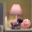 Kids Tapered Table Lamp In Purple With Fabric Shade - Perfect For The Bedroom