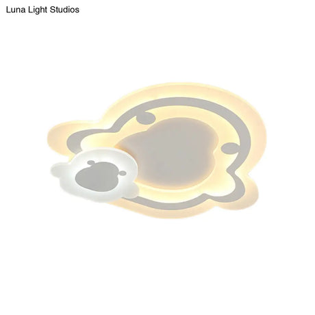 Kids Ultrathin White Penguin Led Ceiling Lamp With Warm Inner And Outer Light