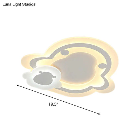 Kids Ultrathin White Penguin Led Ceiling Lamp With Warm Inner And Outer Light