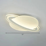 Kid’s White Led Ceiling Mount Light With Unique Planet Shape For Bedrooms / 12’ Remote Control
