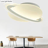 Kid’s White Led Ceiling Mount Light With Unique Planet Shape For Bedrooms