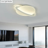 Kid’s White Led Ceiling Mount Light With Unique Planet Shape For Bedrooms