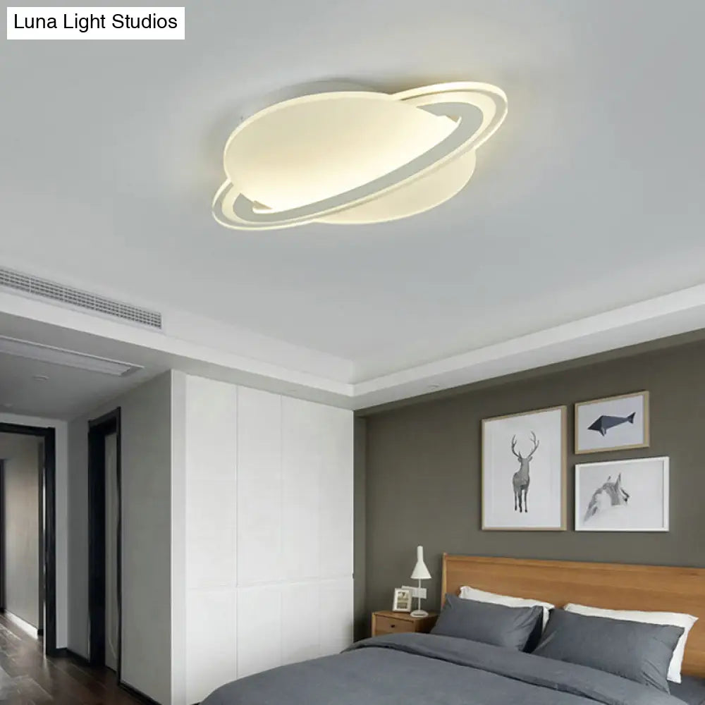 Kid’s White Led Ceiling Mount Light With Unique Planet Shape For Bedrooms
