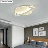 Kid’s White Led Ceiling Mount Light With Unique Planet Shape For Bedrooms