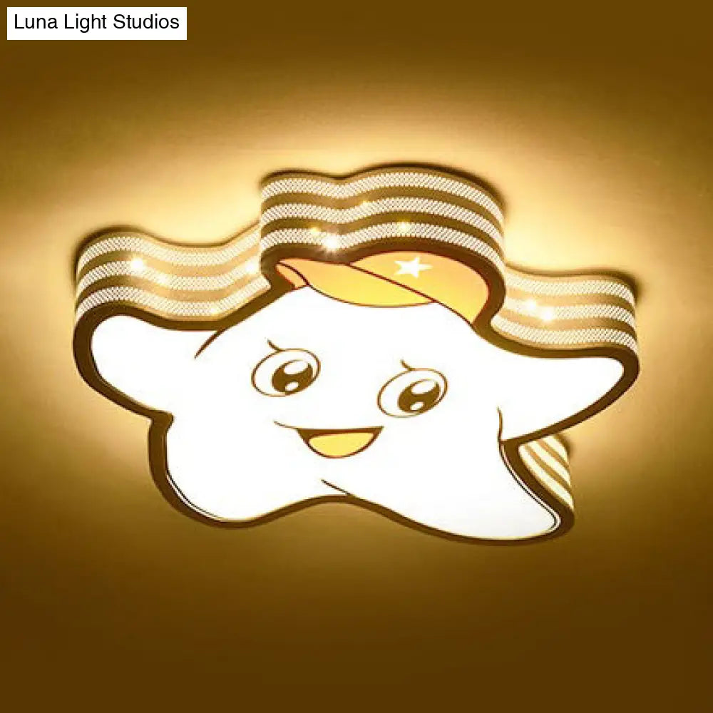 Kid’s White Star Acrylic Flush Mount Ceiling Light Fixture